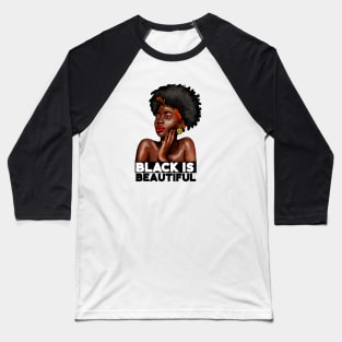 Black is Beautiful, Afro African Woman Baseball T-Shirt